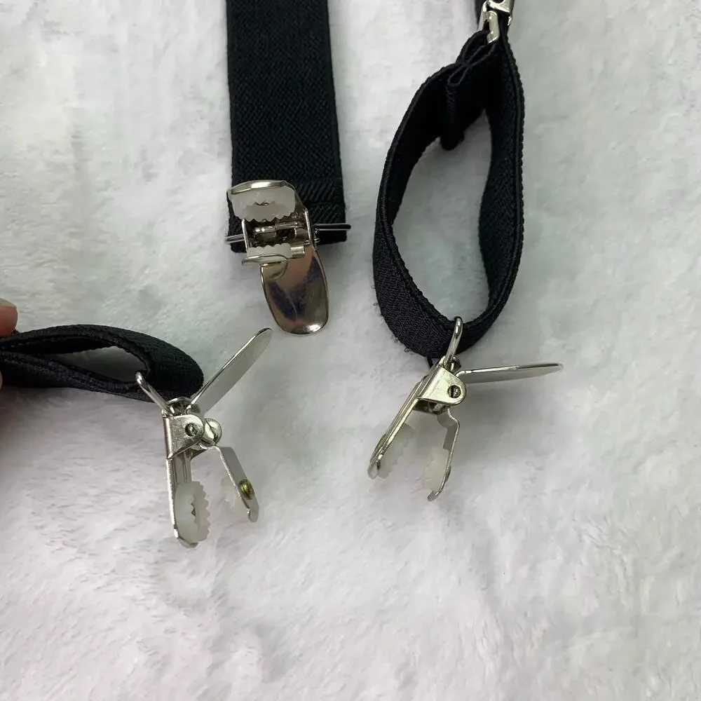 Carter's Suspenders Boys Sz 9M-3YR Black Silver Claw Clasp Suspenders Tux Tie